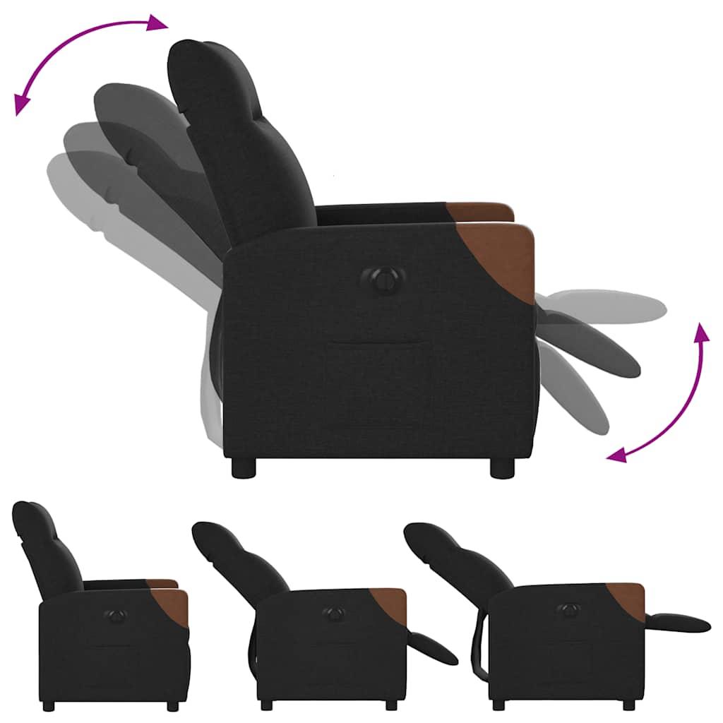 vidaXL Sillón reclinable eléctrico de tela negro