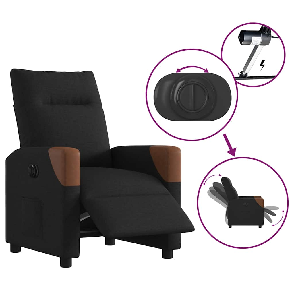 vidaXL Sillón reclinable eléctrico de tela negro