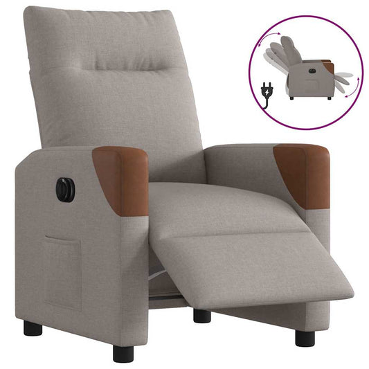 vidaXL Sillón reclinable eléctrico tela gris taupé