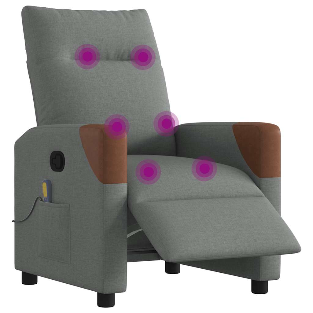 vidaXL Sillón reclinable de masaje eléctrico tela gris oscuro