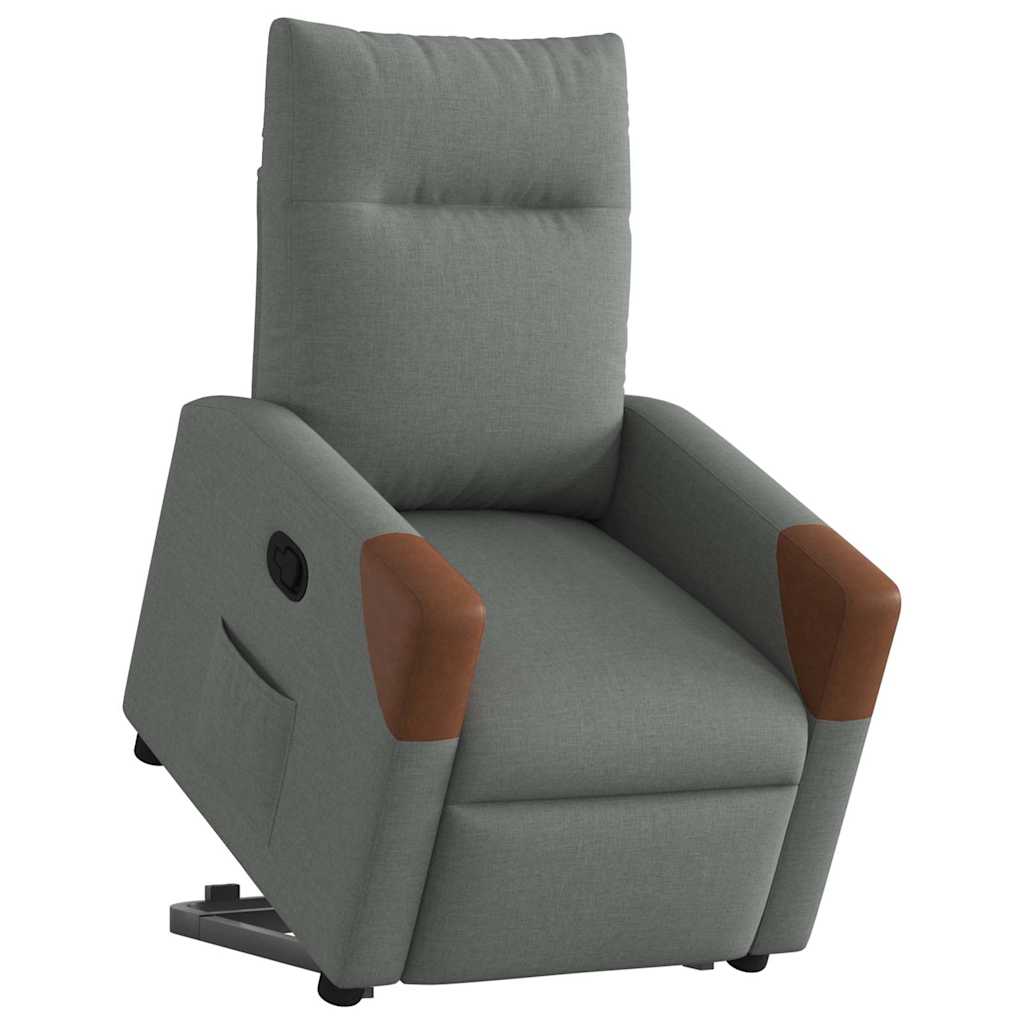 vidaXL Sillón reclinable elevable de tela gris oscuro