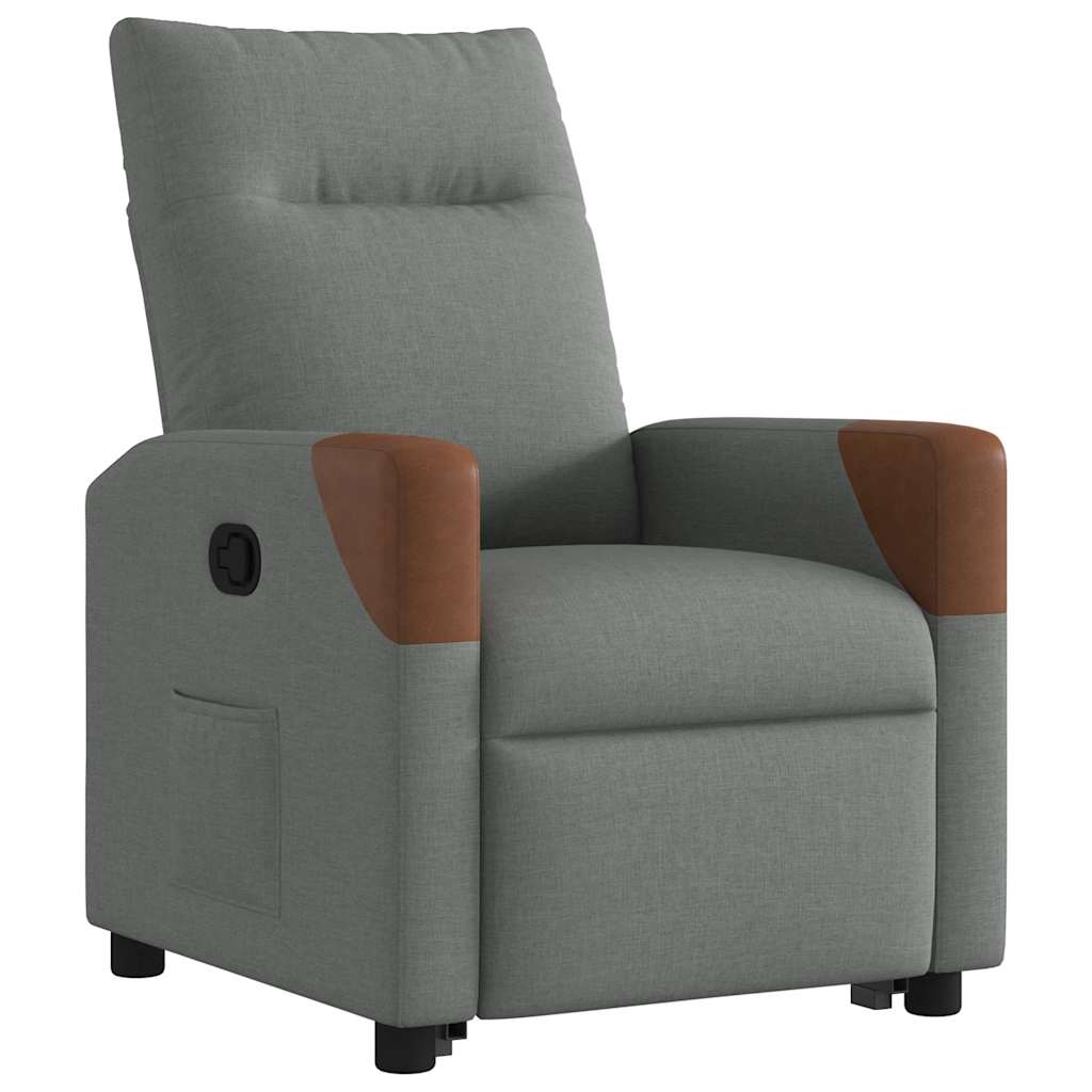 vidaXL Sillón reclinable elevable de tela gris oscuro