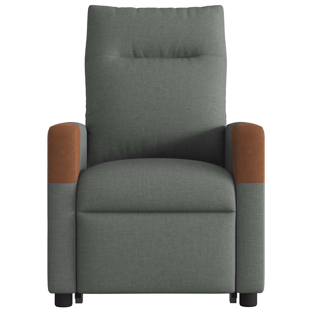 vidaXL Sillón reclinable elevable de tela gris oscuro