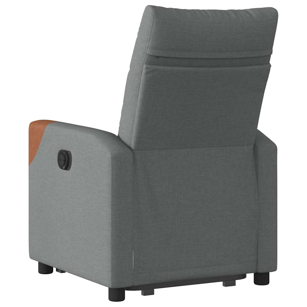 vidaXL Sillón reclinable elevable de tela gris oscuro