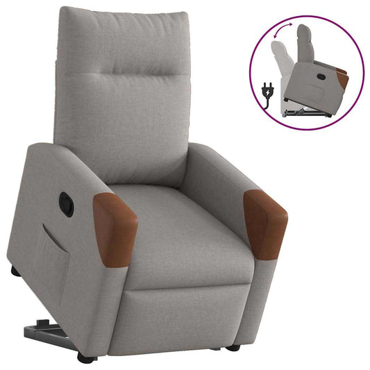 vidaXL Sillón reclinable elevable tela gris taupe