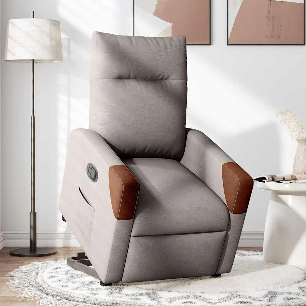 vidaXL Sillón reclinable elevable tela gris taupe