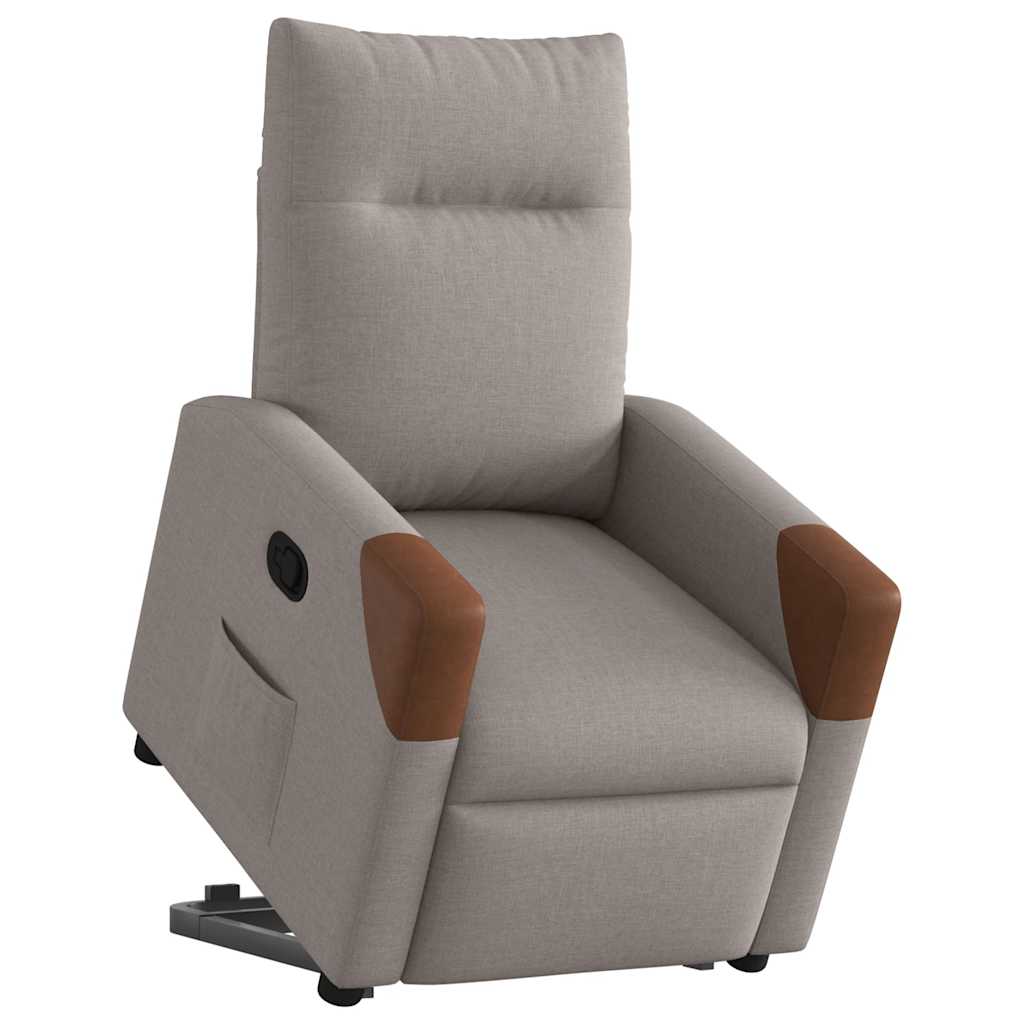 vidaXL Sillón reclinable elevable tela gris taupe