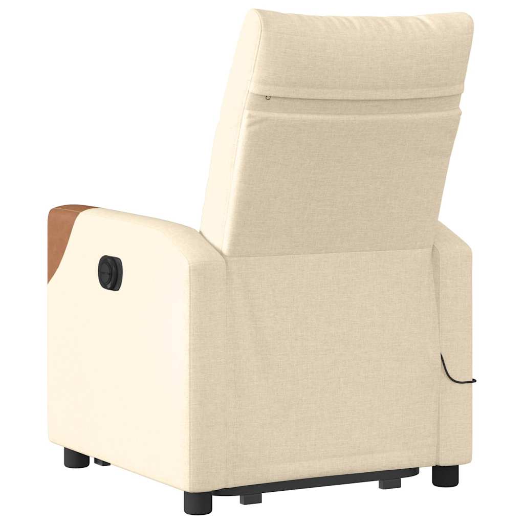 vidaXL Silla de masaje reclinable de pie de tela color crema