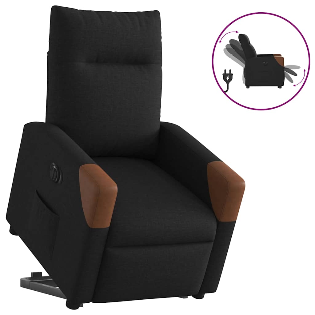 vidaXL Sillón eléctrico reclinable elevable de tela negro