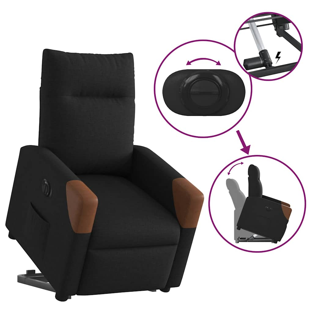 vidaXL Sillón eléctrico reclinable elevable de tela negro