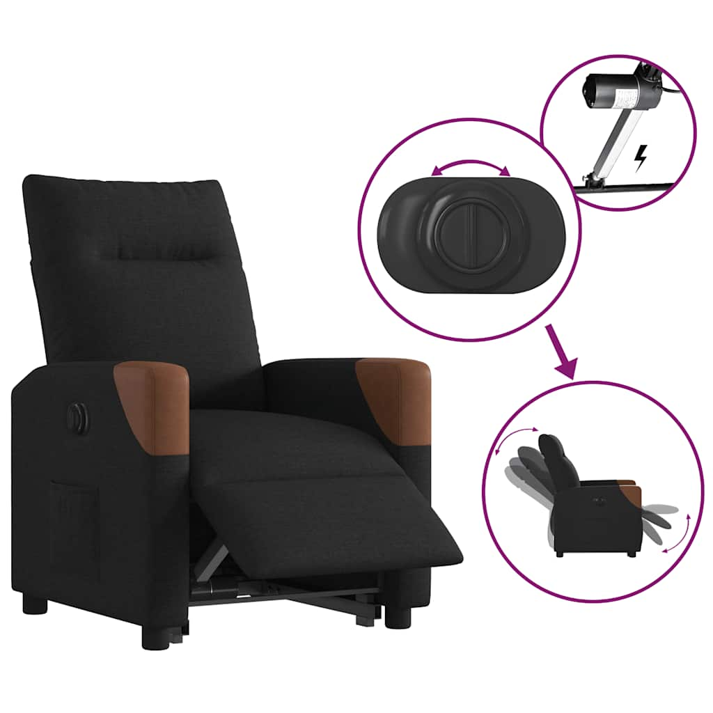 vidaXL Sillón eléctrico reclinable elevable de tela negro