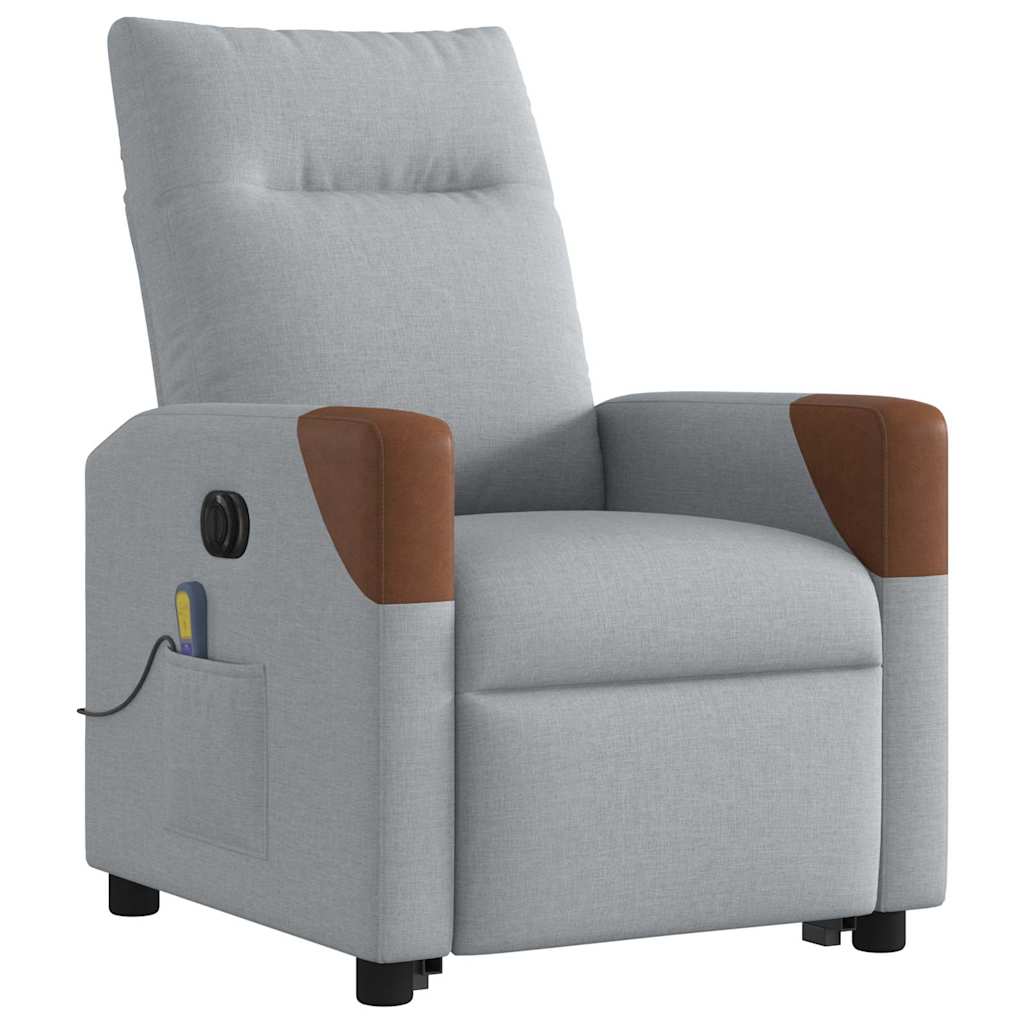 vidaXL Sillón de masaje eléctrico reclinable elevable tela gris claro