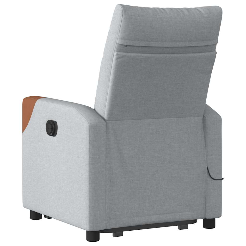 vidaXL Sillón de masaje eléctrico reclinable elevable tela gris claro