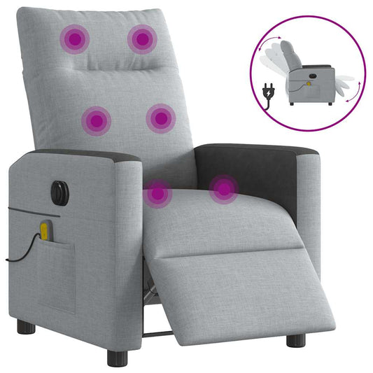 vidaXL Sillón reclinable de masaje eléctrico tela gris claro