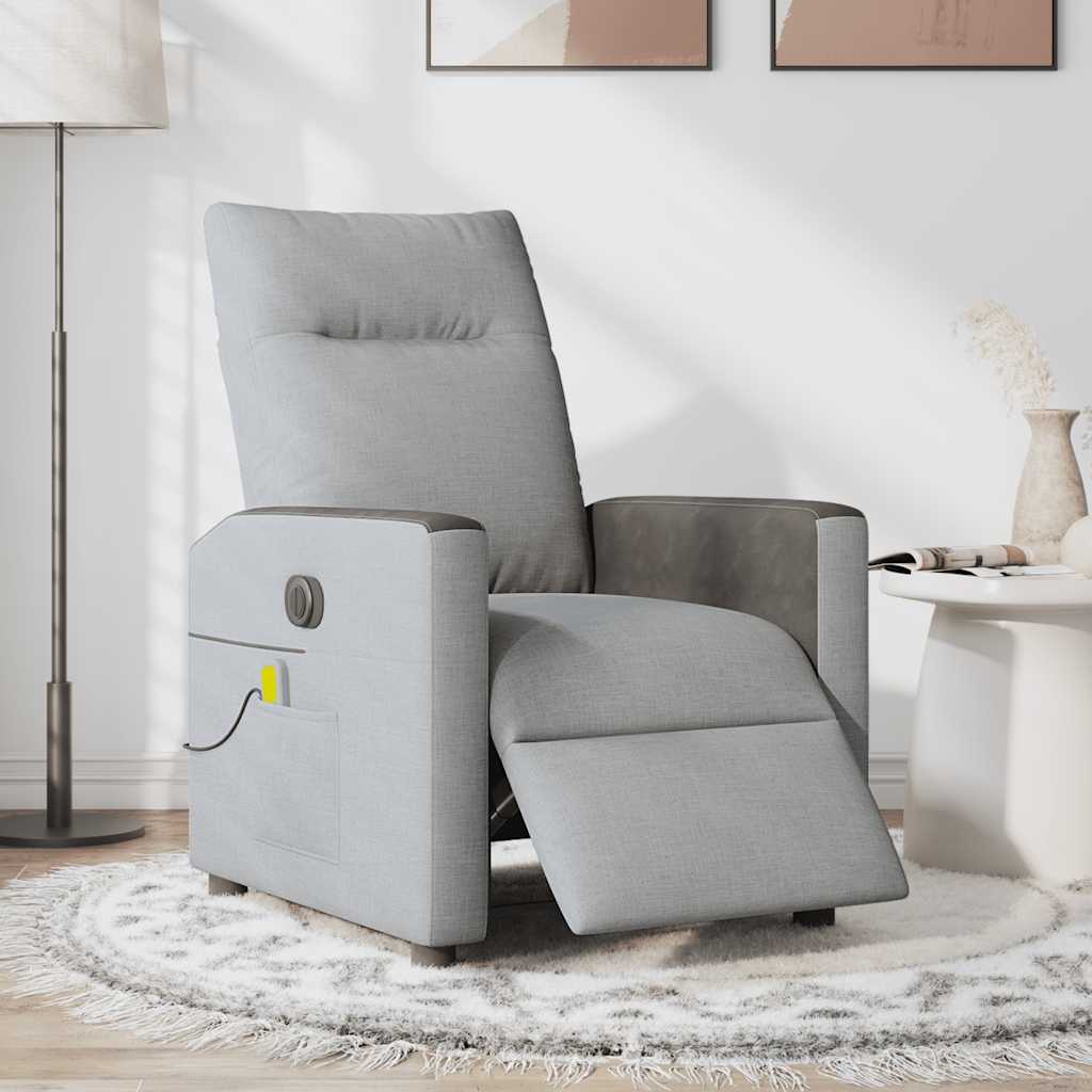 vidaXL Sillón reclinable de masaje eléctrico tela gris claro