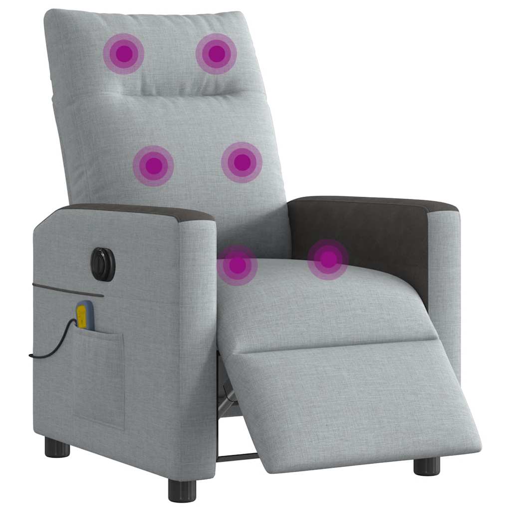 vidaXL Sillón reclinable de masaje eléctrico tela gris claro