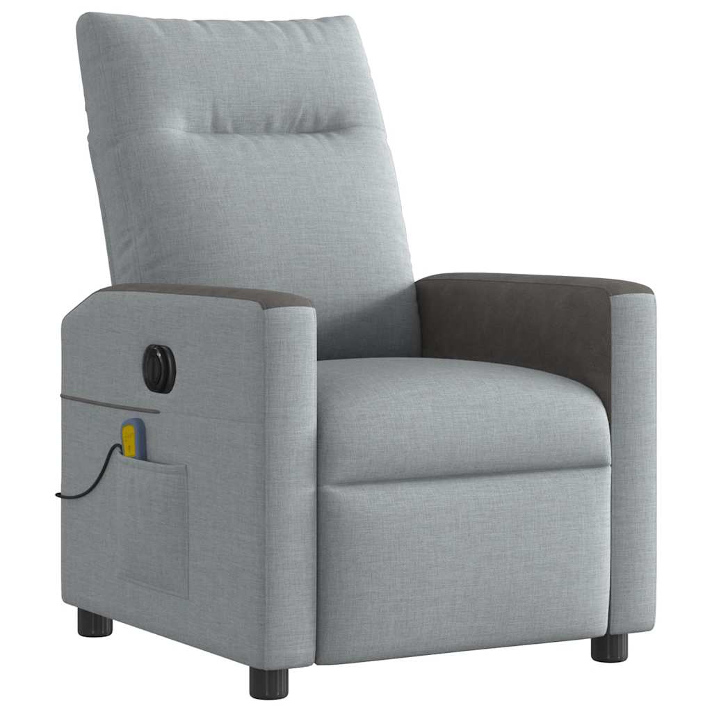 vidaXL Sillón reclinable de masaje eléctrico tela gris claro