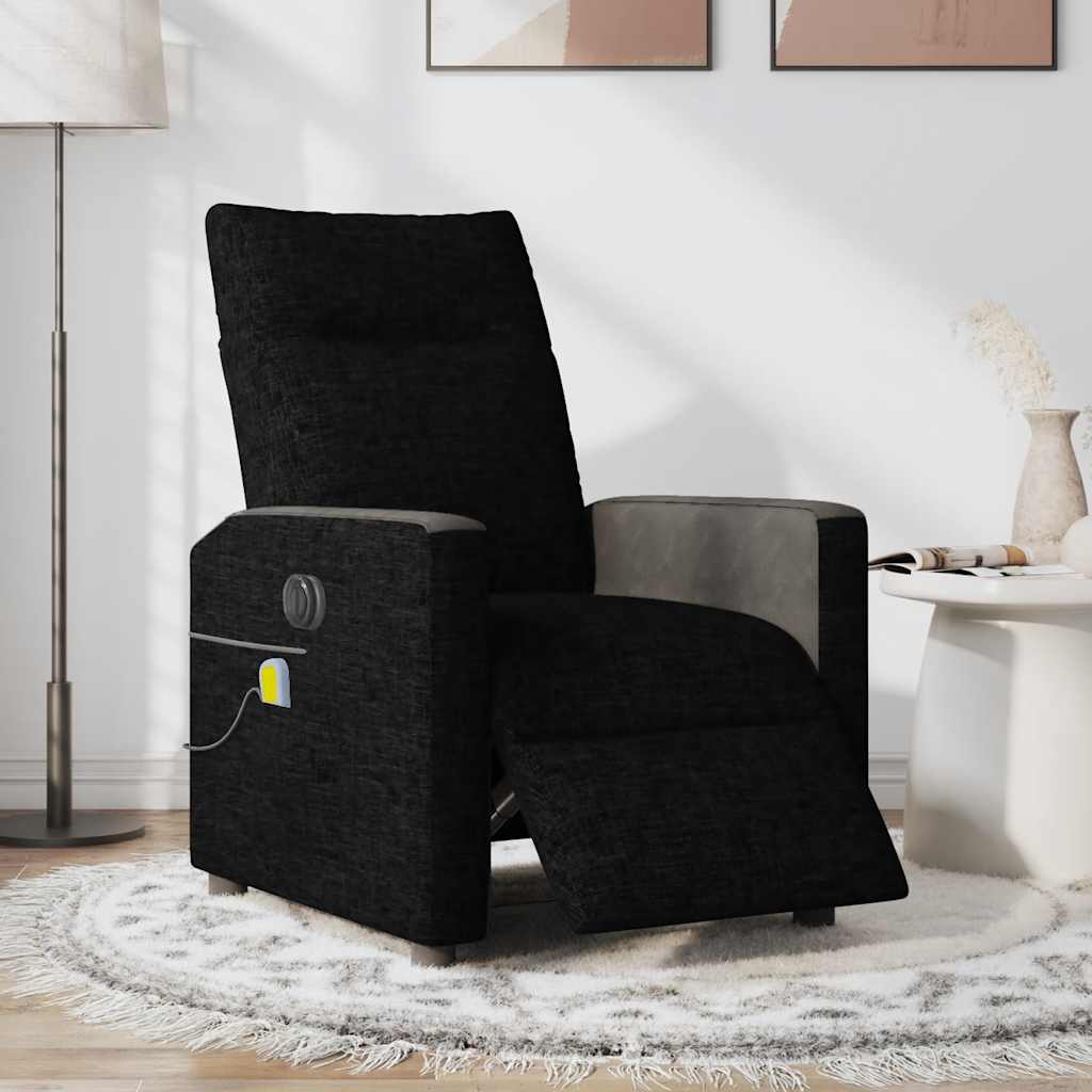 vidaXL Sillón reclinable de masaje eléctrico tela negro