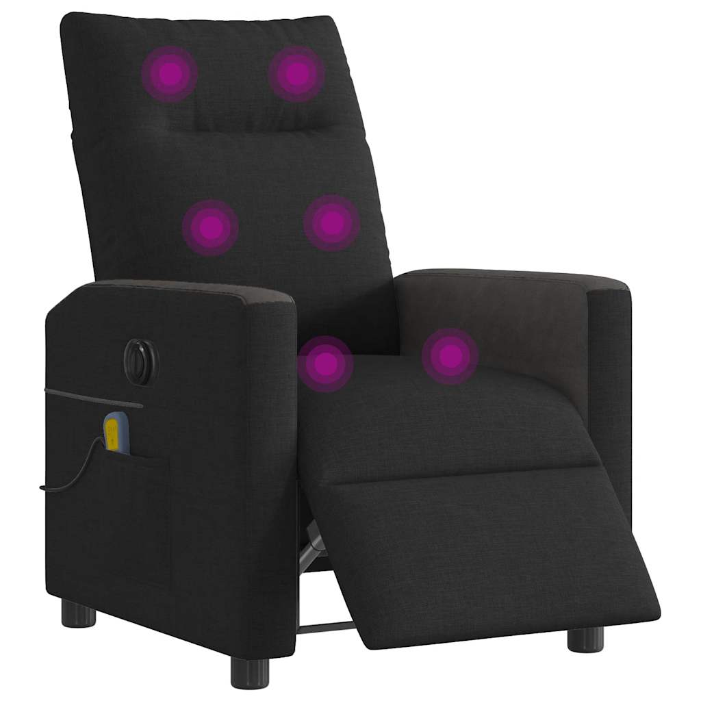 vidaXL Sillón reclinable de masaje eléctrico tela negro