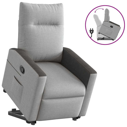 vidaXL Sillón reclinable elevable de tela gris nube