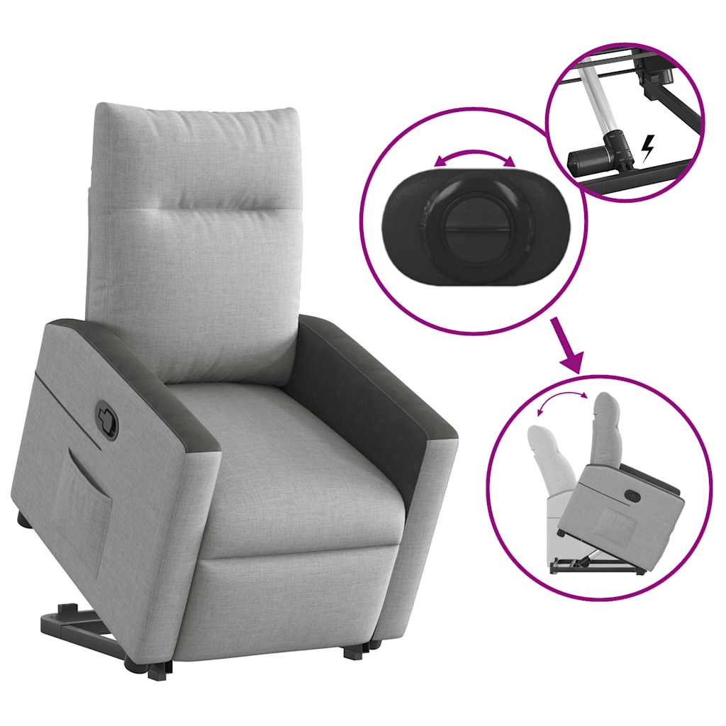 vidaXL Sillón reclinable elevable de tela gris nube