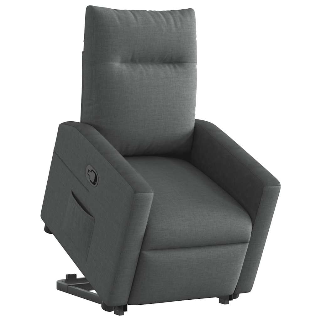 vidaXL Sillón reclinable elevable de tela gris oscuro