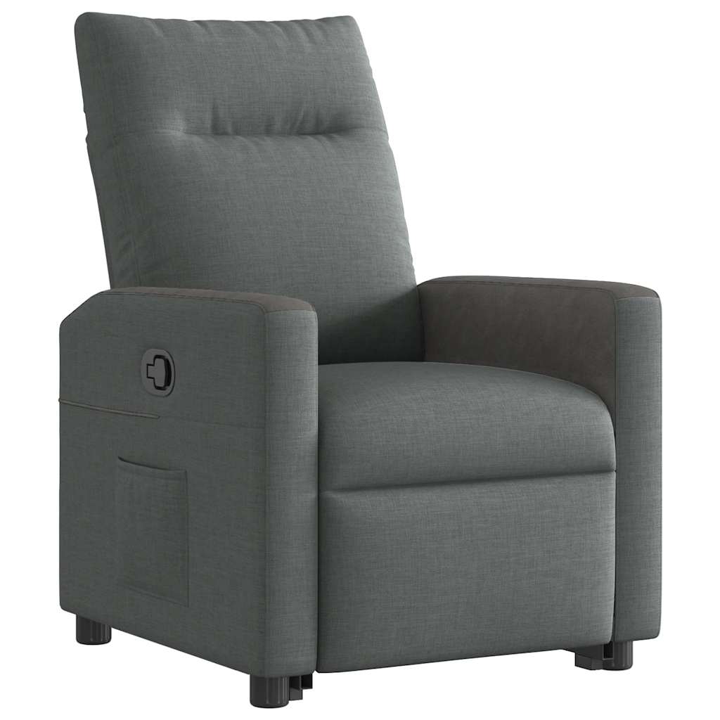 vidaXL Sillón reclinable elevable de tela gris oscuro