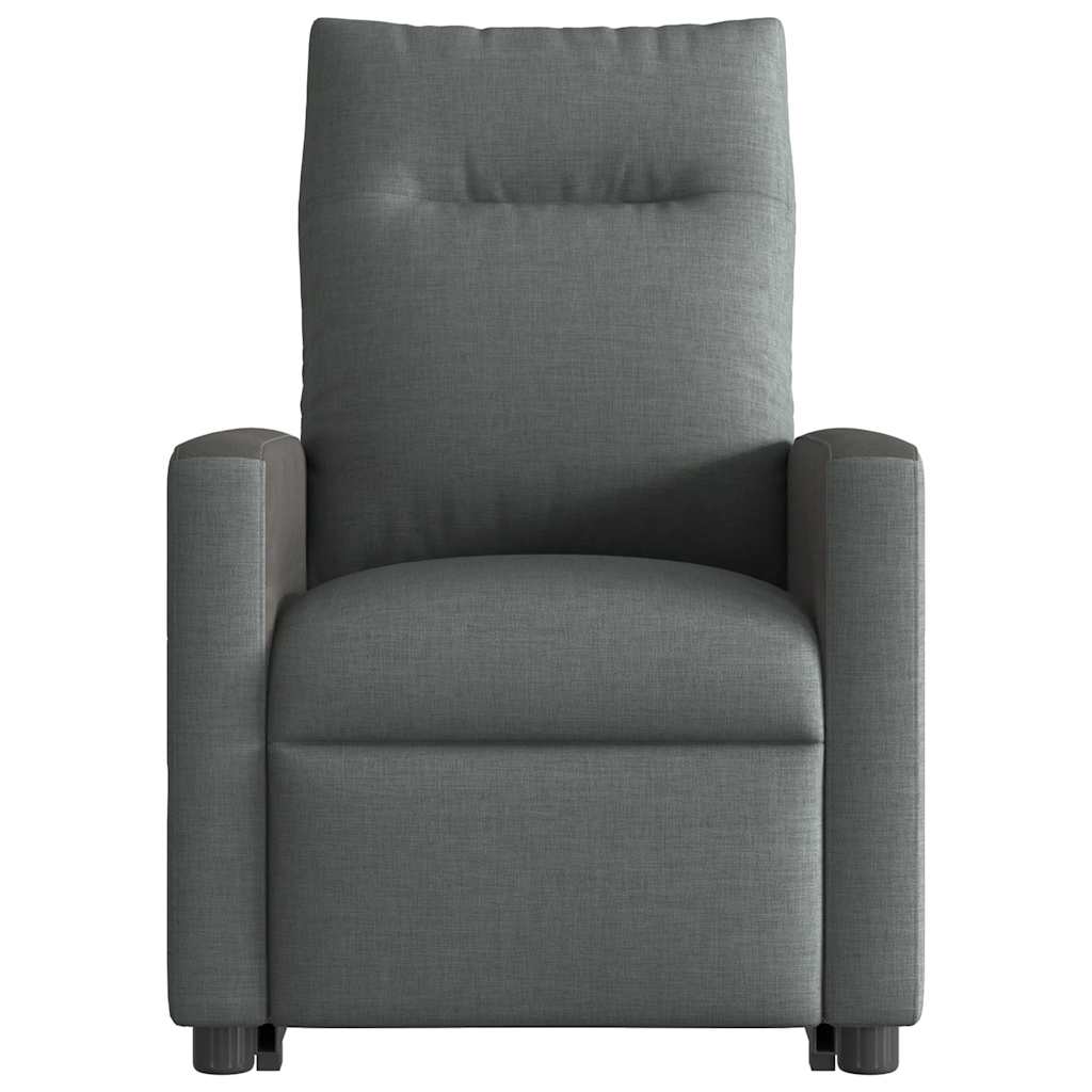 vidaXL Sillón reclinable elevable de tela gris oscuro