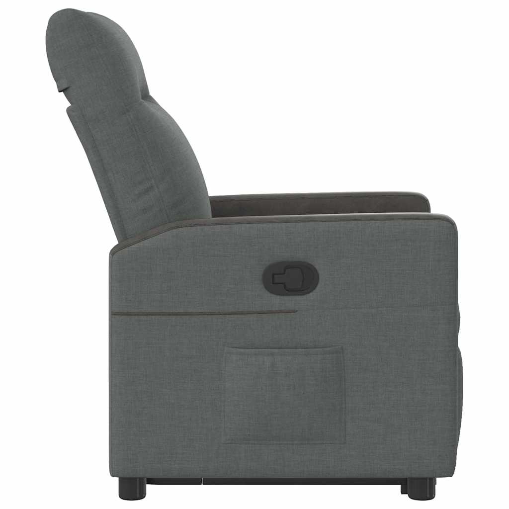 vidaXL Sillón reclinable elevable de tela gris oscuro