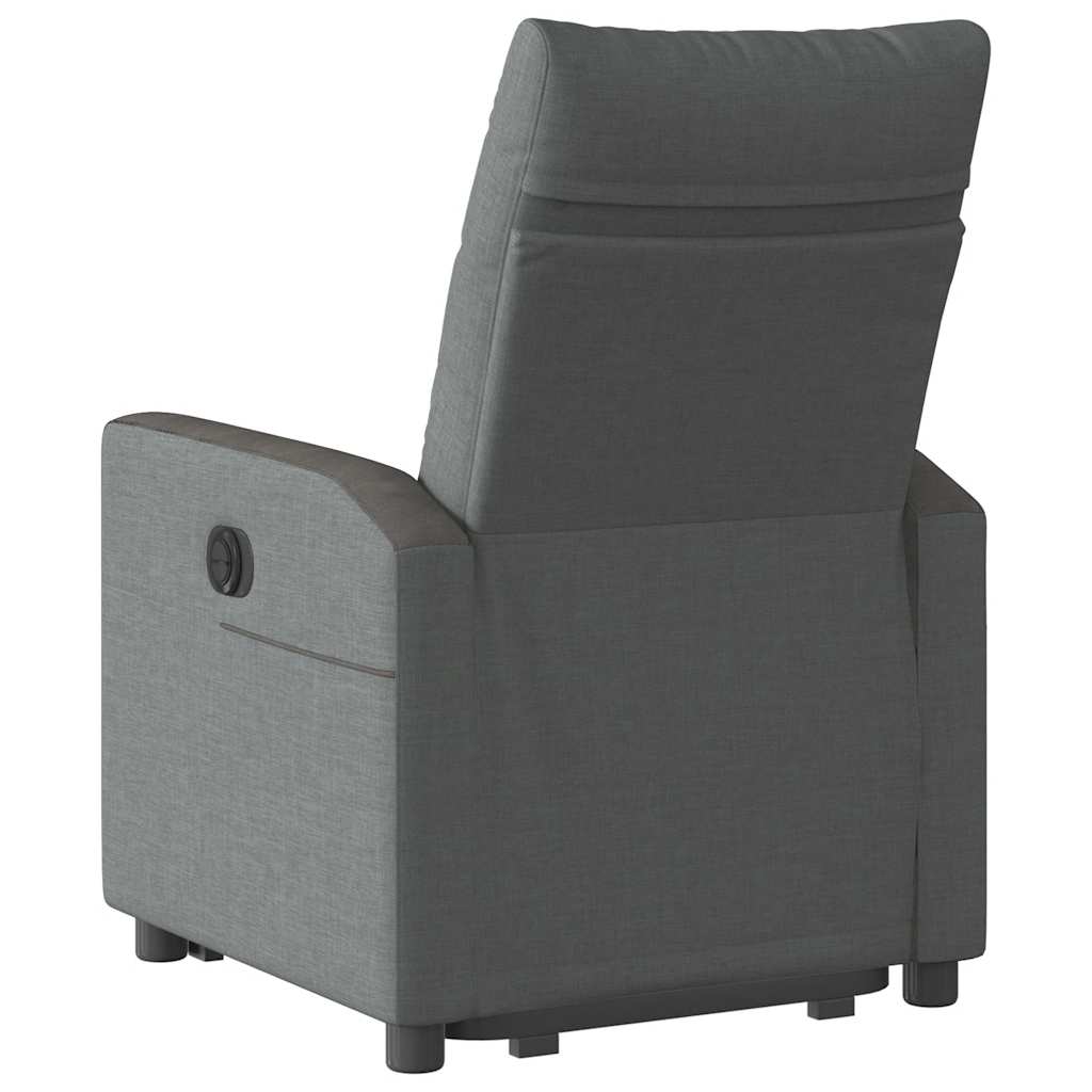 vidaXL Sillón reclinable elevable de tela gris oscuro