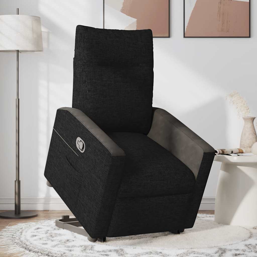 vidaXL Sillón reclinable elevable tela negro