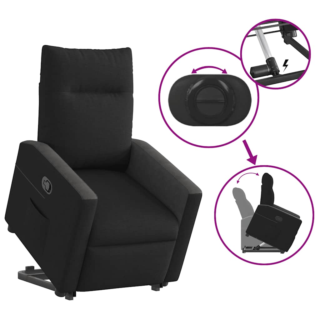 vidaXL Sillón reclinable elevable tela negro