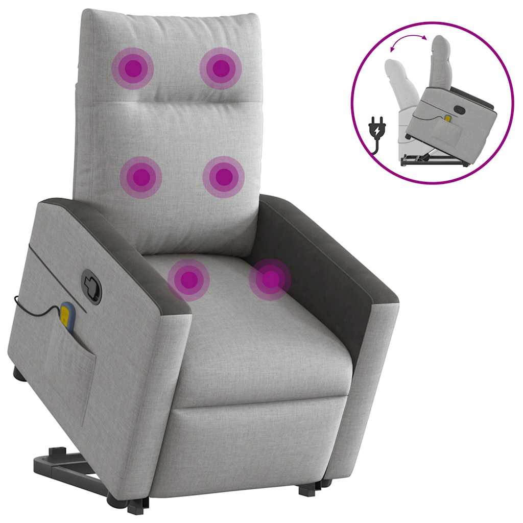 vidaXL Sillón de masaje reclinable de pie de tela gris nube