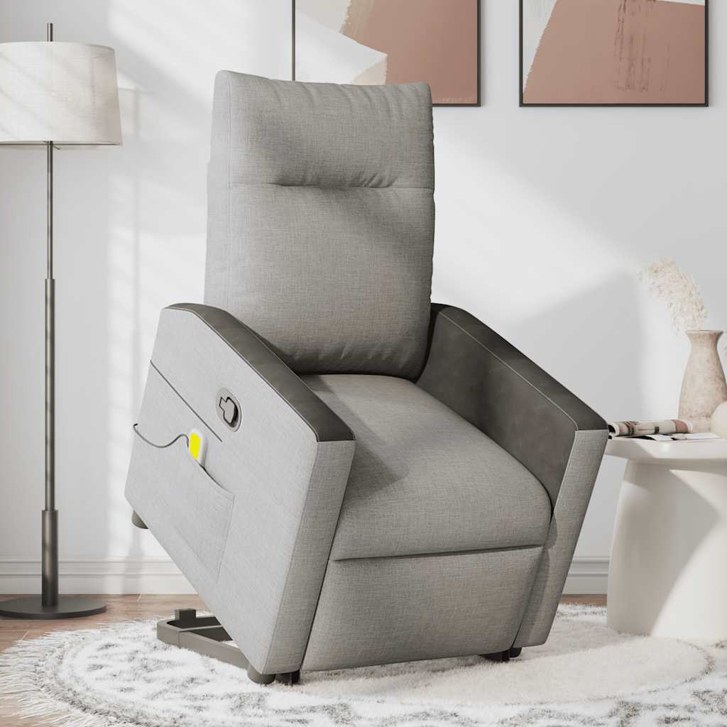 vidaXL Sillón de masaje reclinable de pie de tela gris nube