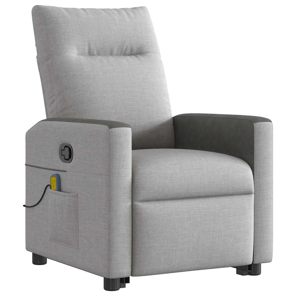 vidaXL Sillón de masaje reclinable de pie de tela gris nube