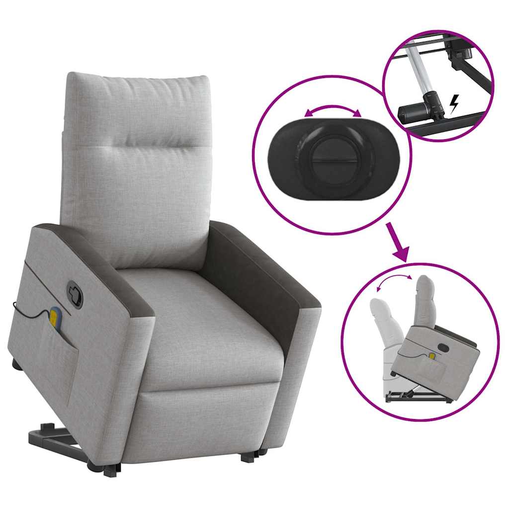 vidaXL Sillón de masaje reclinable de pie de tela gris nube