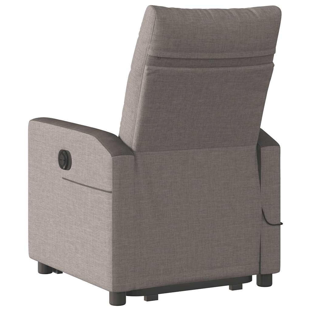 vidaXL Sillón reclinable de masaje elevable tela gris taupé