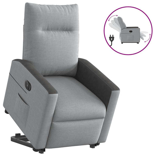 vidaXL Sillón eléctrico reclinable elevable de tela gris claro