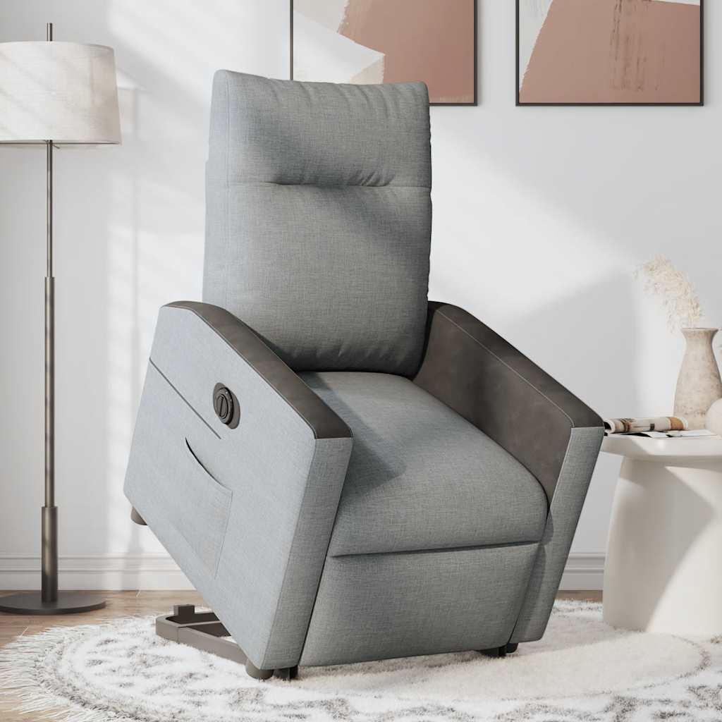 vidaXL Sillón eléctrico reclinable elevable de tela gris claro