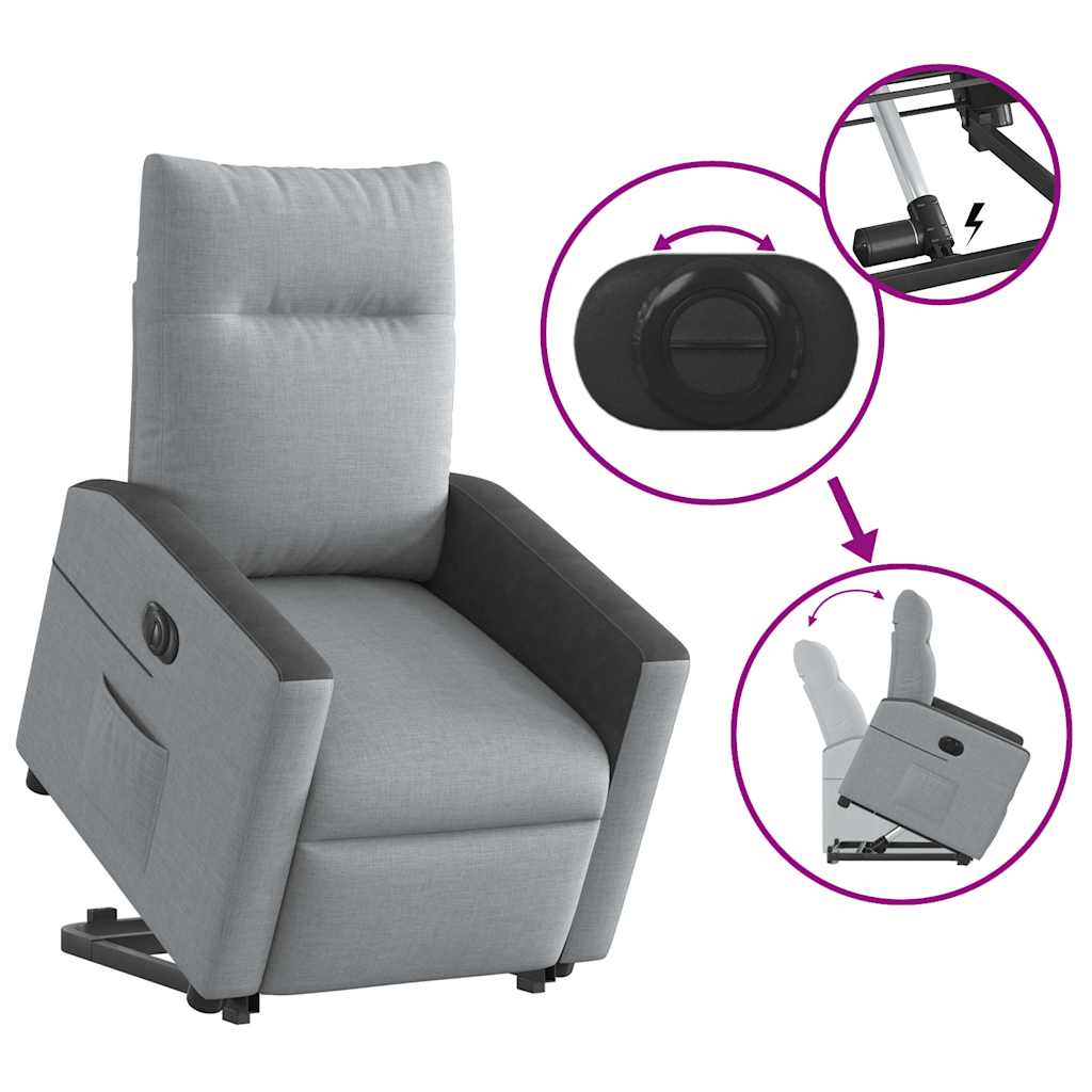 vidaXL Sillón eléctrico reclinable elevable de tela gris claro