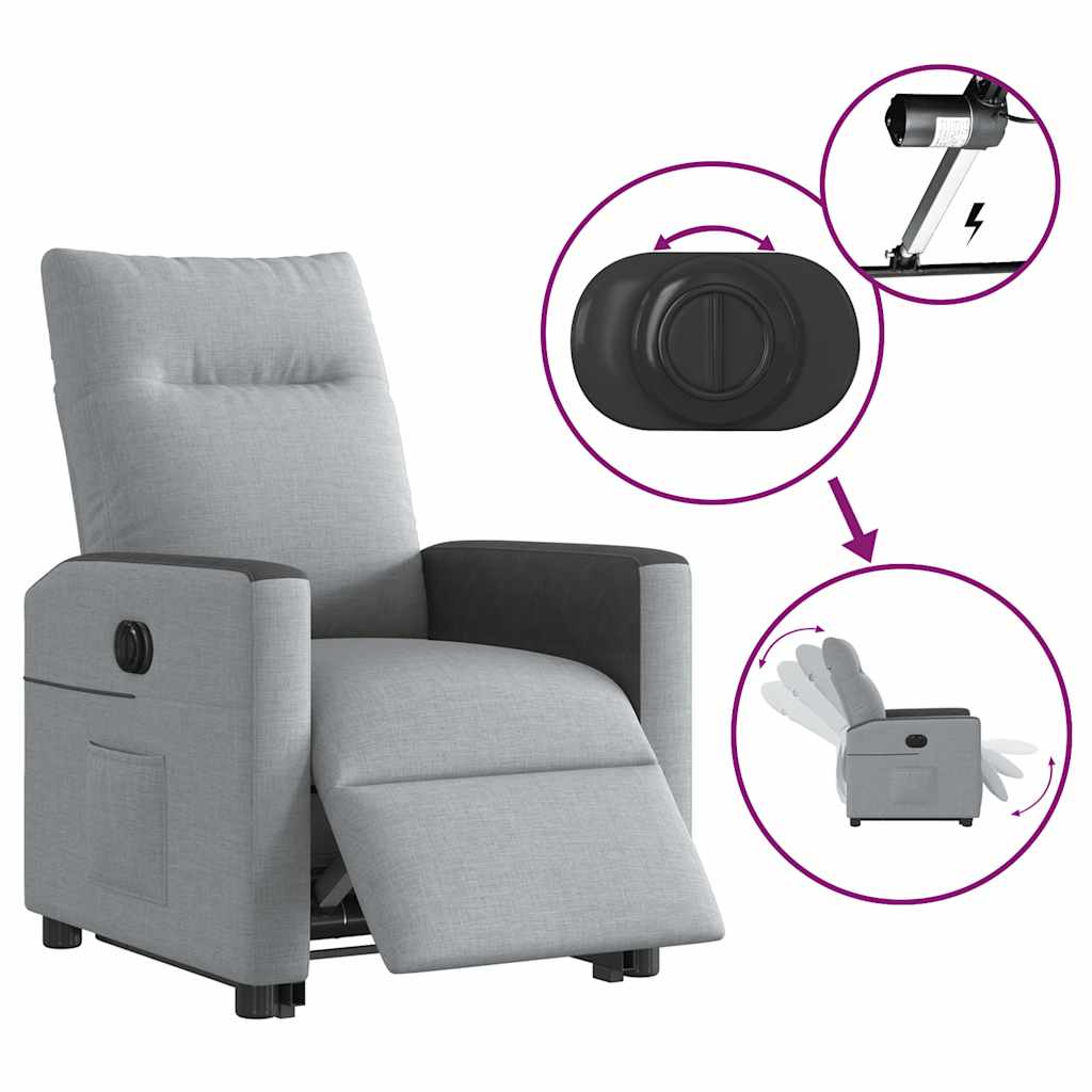 vidaXL Sillón eléctrico reclinable elevable de tela gris claro