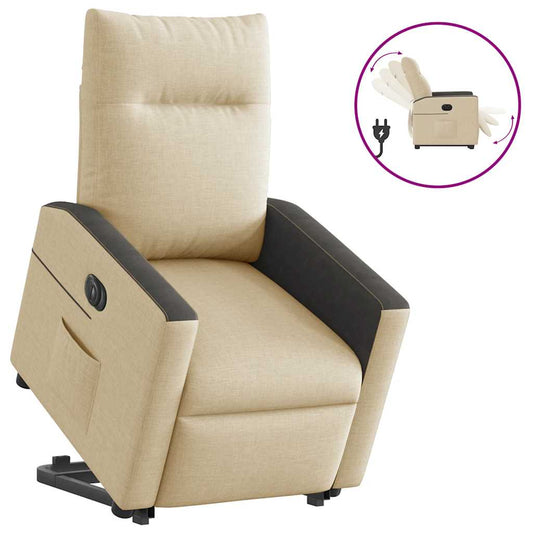 vidaXL Sillón eléctrico reclinable elevable de tela color crema