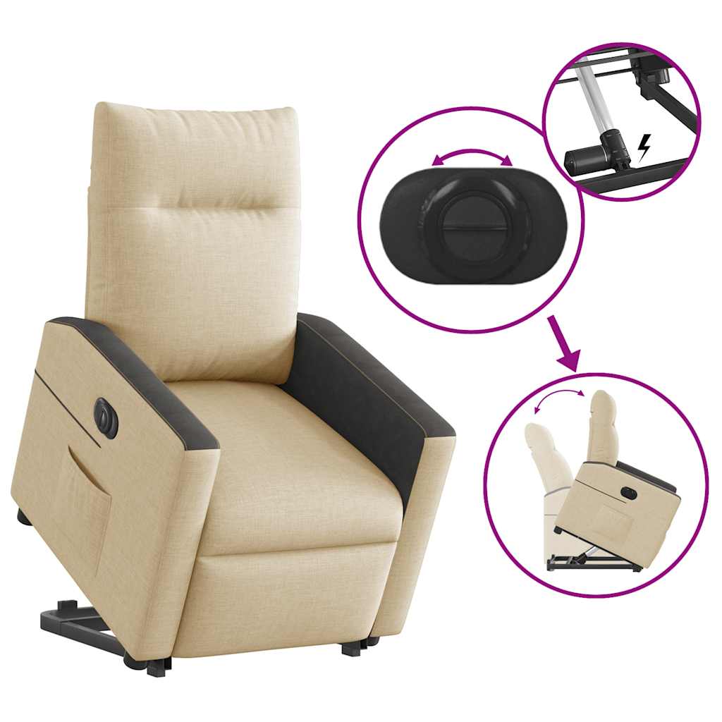 vidaXL Sillón eléctrico reclinable elevable de tela color crema