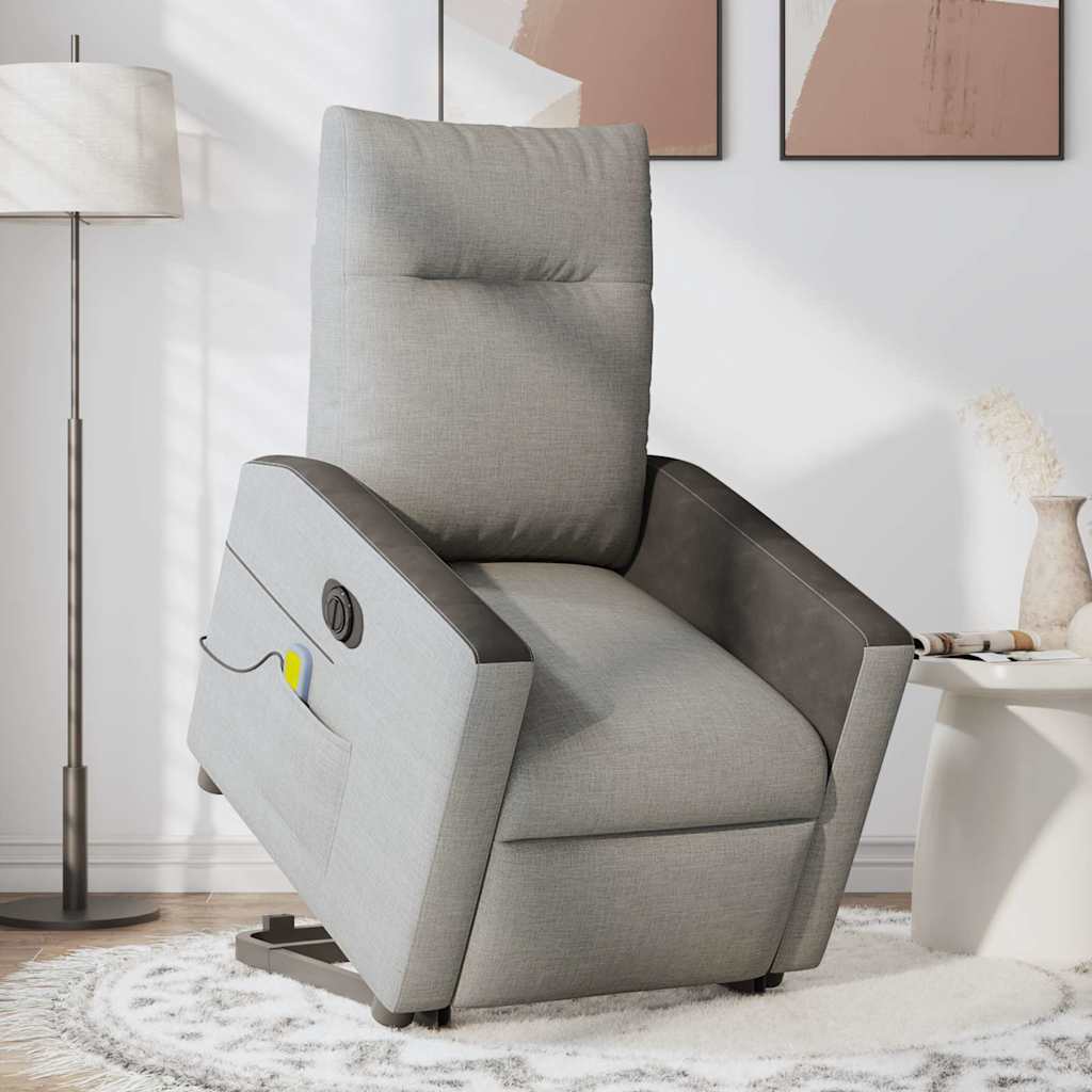 vidaXL Sillón de masaje eléctrico reclinable elevable tela gris nube