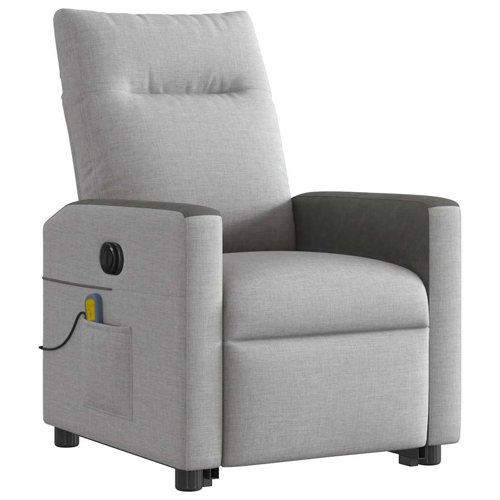 vidaXL Sillón de masaje eléctrico reclinable elevable tela gris nube