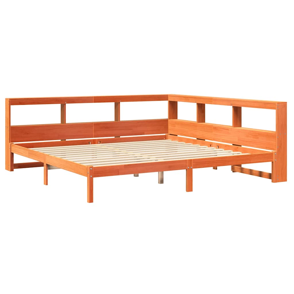 vidaXL Cama con estantería sin colchón madera maciza marrón 180x200cm