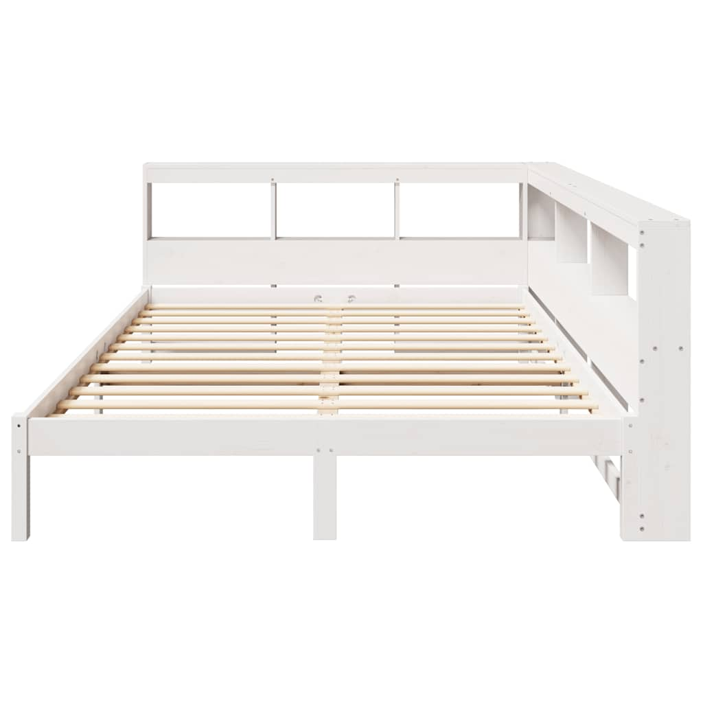 vidaXL Cama con estantería sin colchón madera maciza blanca 160x200 cm