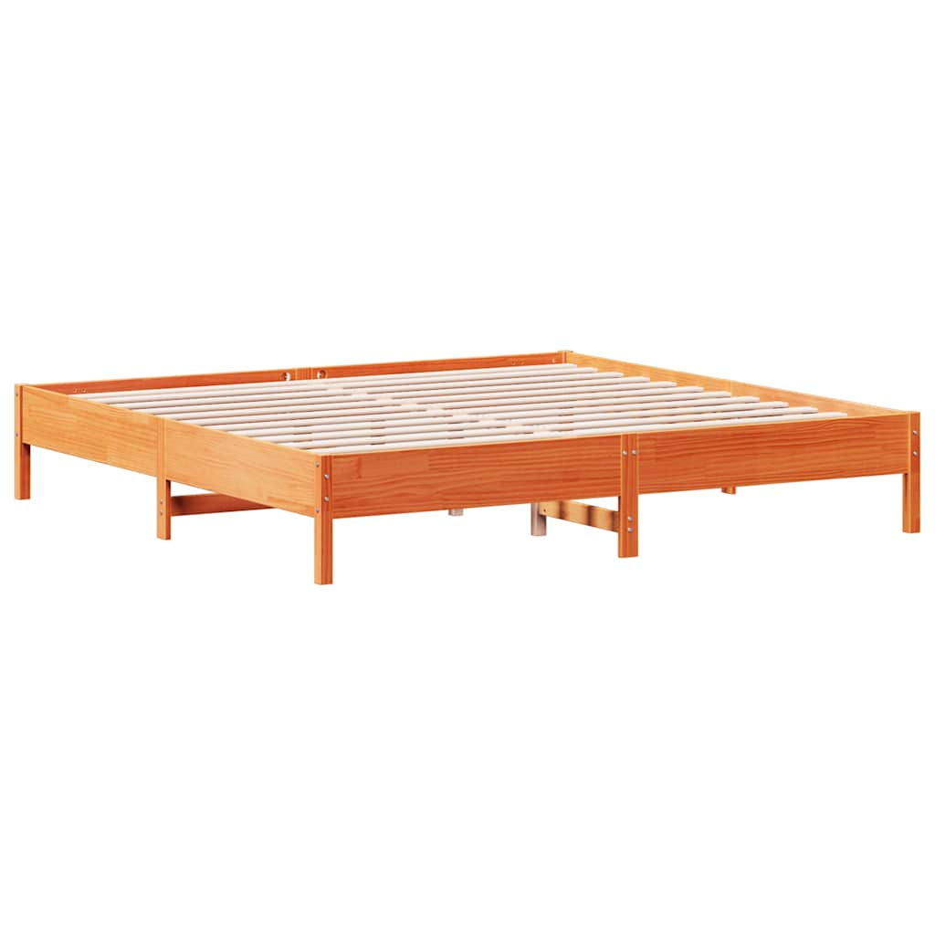 vidaXL Cama con estantería sin colchón madera maciza marrón 200x200 cm