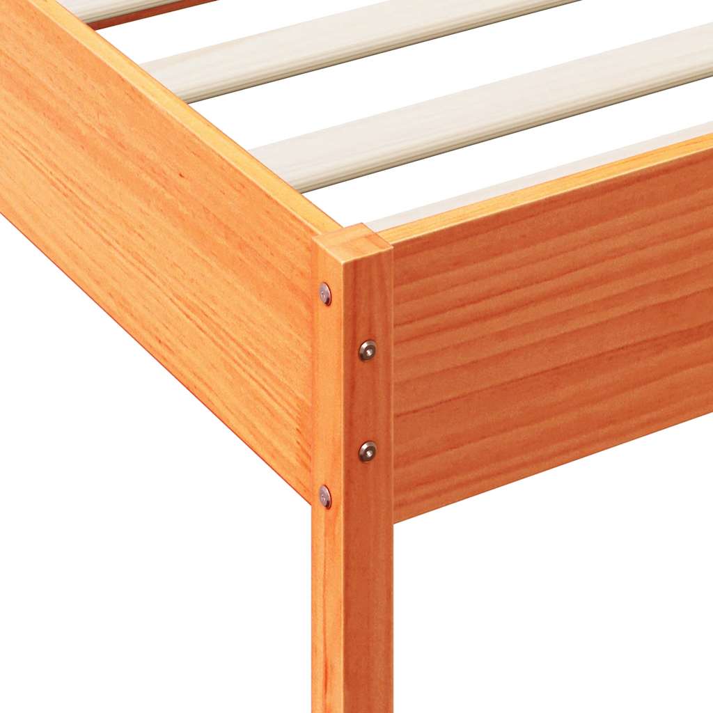 vidaXL Cama con estantería sin colchón madera maciza marrón 200x200 cm