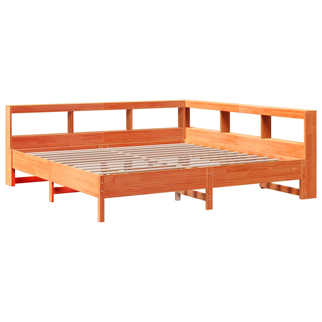 vidaXL Cama con estantería sin colchón madera maciza marrón 180x200cm